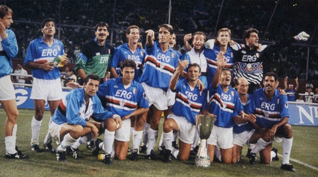 1990’ların başındaki efsane Sampdoria kadrosu kazandığı kupayla birlikte